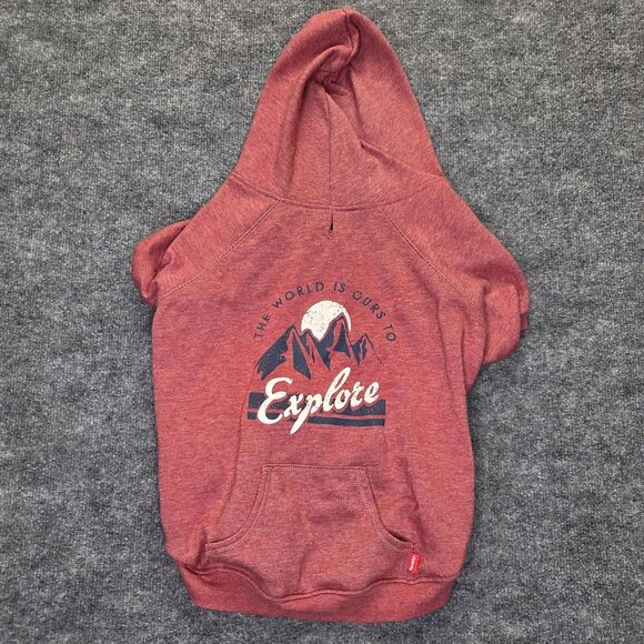 Reddy Dog Hoodie XXL The World Is Ours To Explore Pet Sweatshirt Red Pullover - Picture 1 of 7